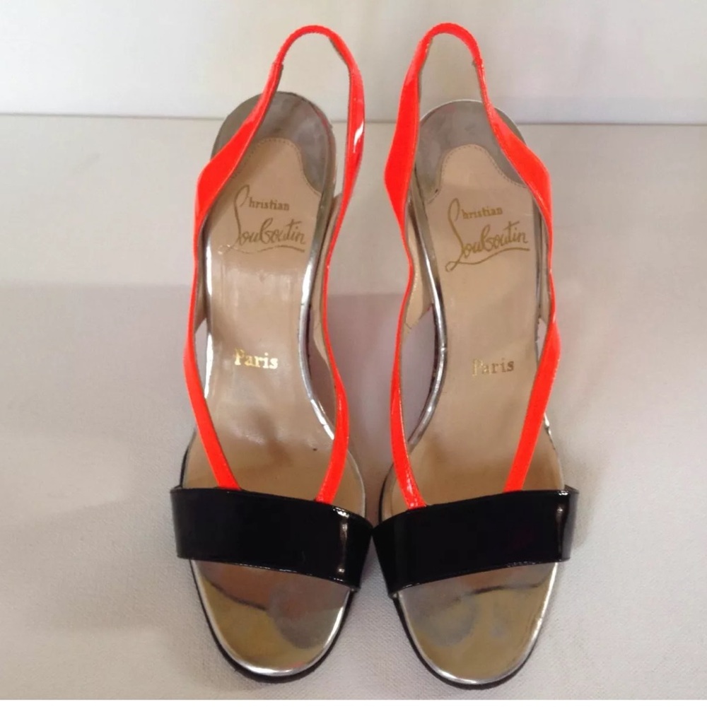Authentic Christian Louboutin Black and Orange Heels